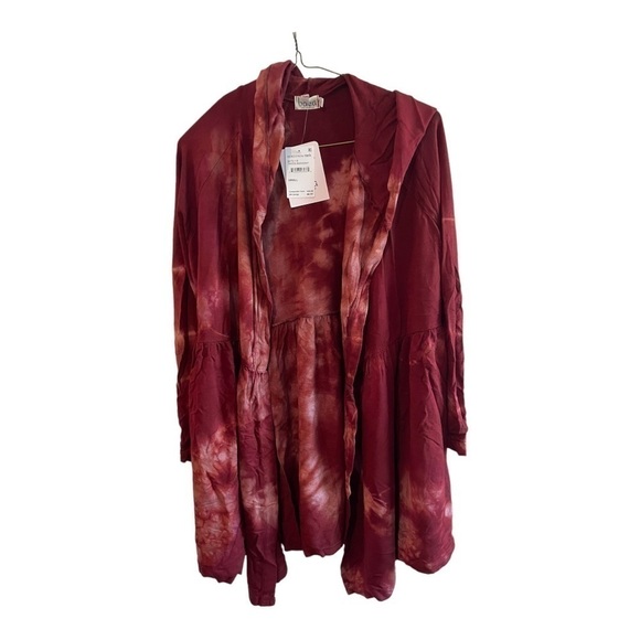 BAEA Open Front Cardigan In Tie Dye Mahogany - Picture 2 of 13
